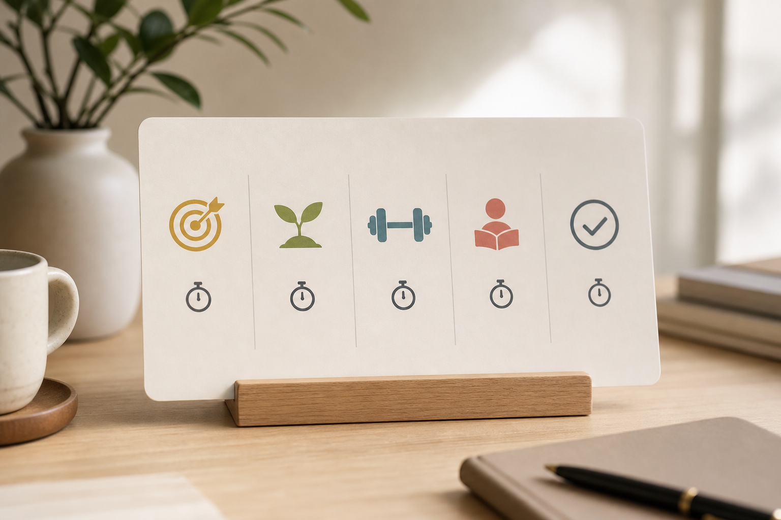 Five-day evaluation plan visual with daily checkpoints