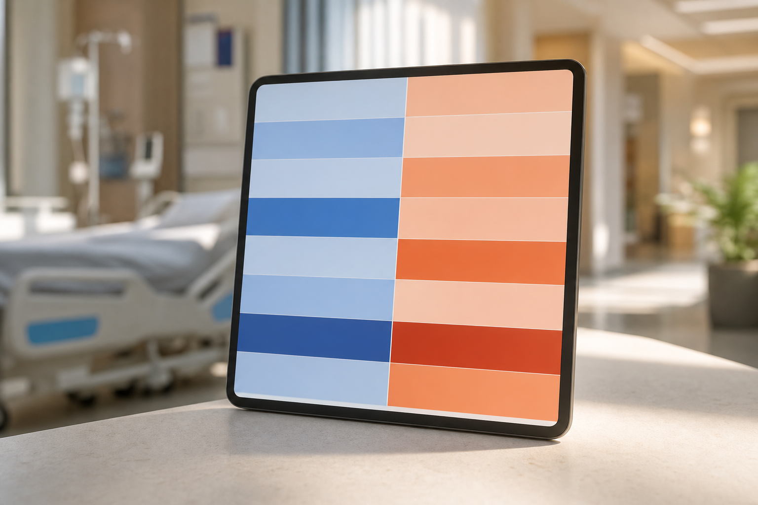 Comparison heatmap for multi-specialty hospital chains which is better for ai clinical documentation ehr across 8 categories for MedCore vs Practo