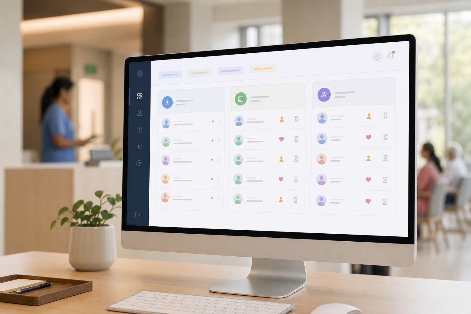 OPD queue dashboard with vulnerability flags and merged walk-in + online token stream