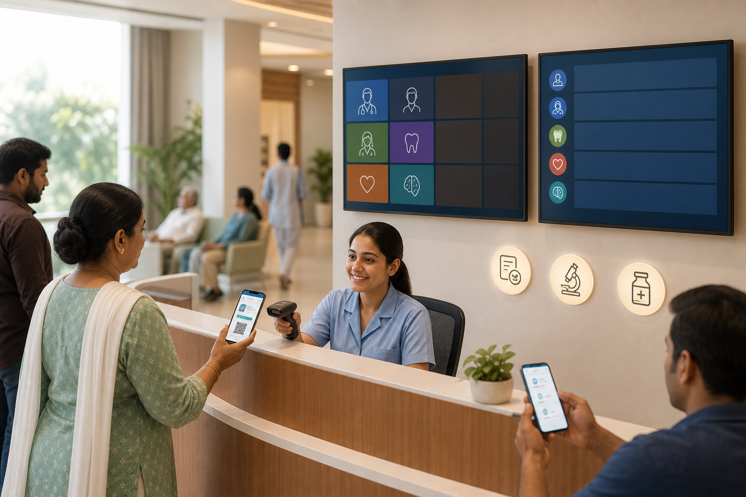 OPD queue management and appointment scheduling hero visualization