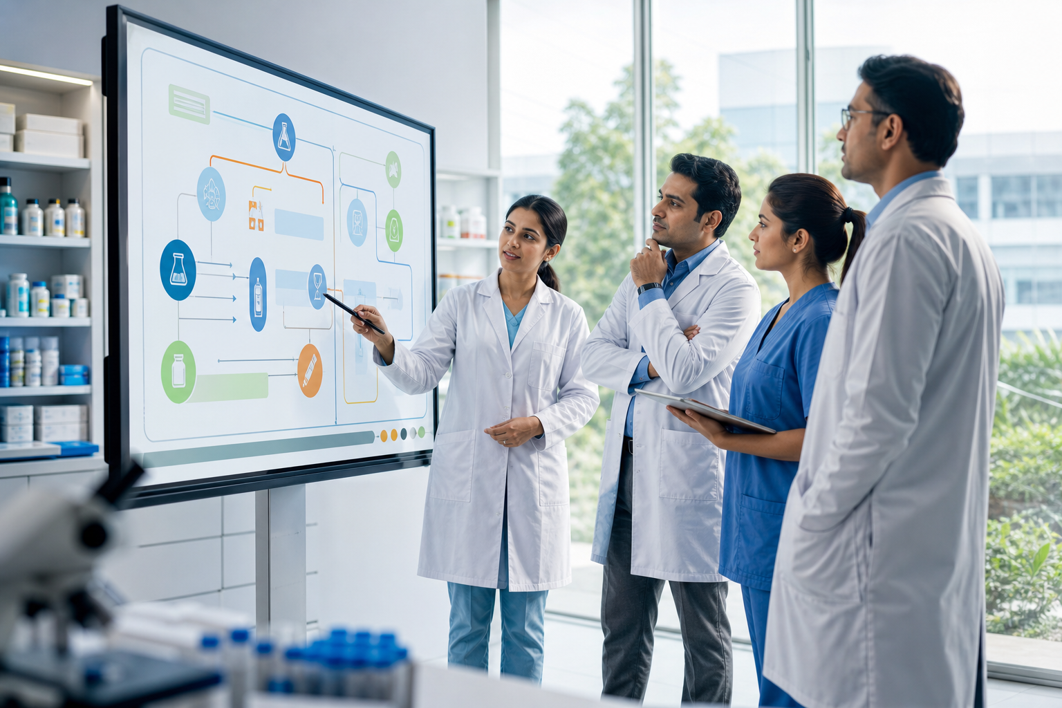 Step-by-step onboarding flow for MedCore across lab, pharmacy, radiology, and blood bank