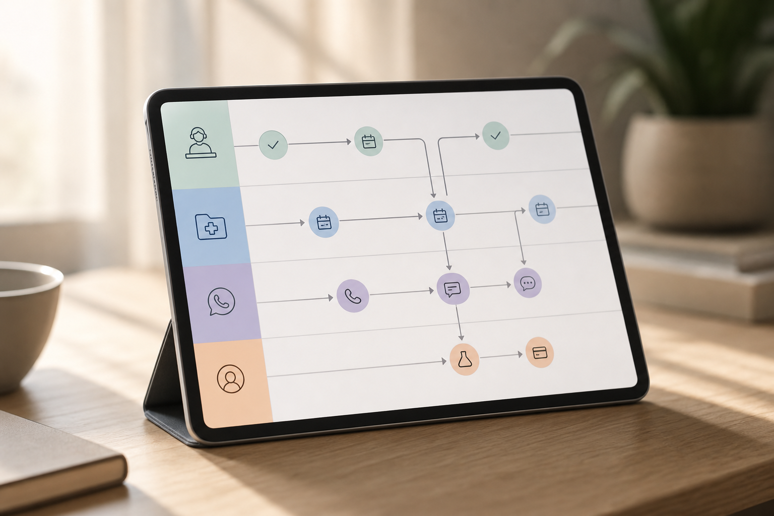 WhatsApp reminder workflow swimlane diagram