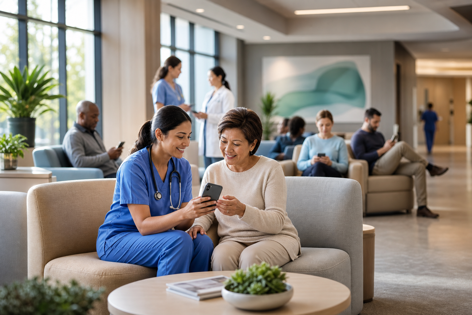 summary graphic: compliance + EHR + WhatsApp = engagement