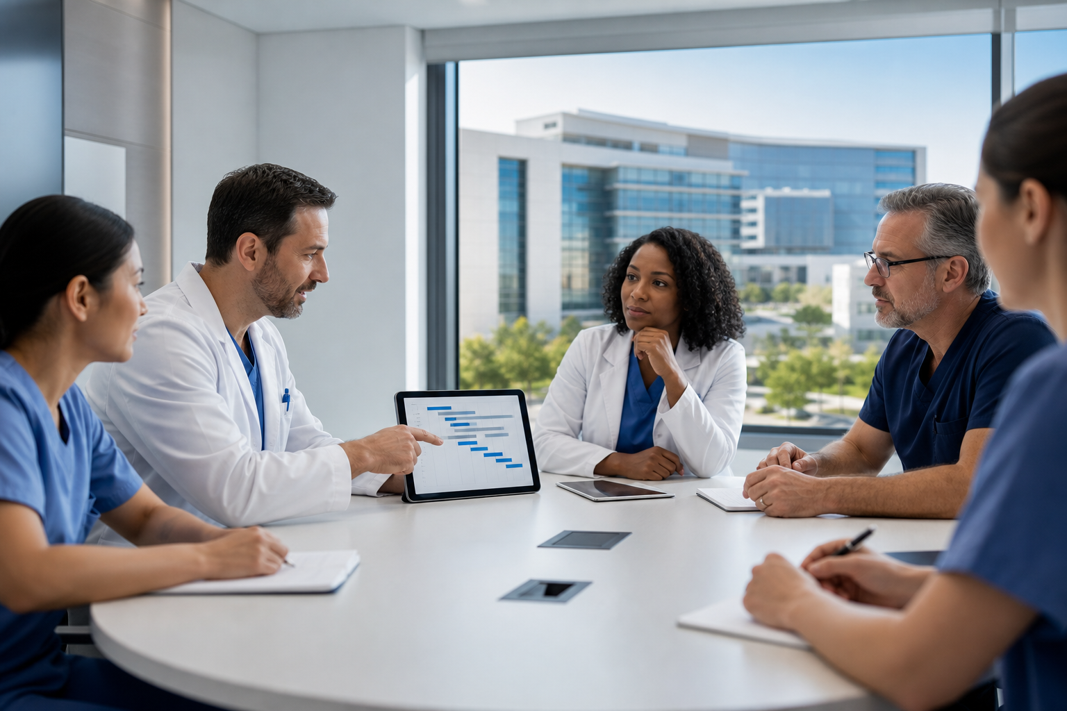 Rollout plan across hospital branches with timelines and milestones