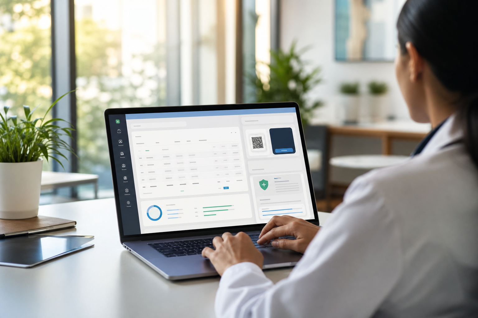 hospital billing with gst, upi, and insurance claims dashboard mockup