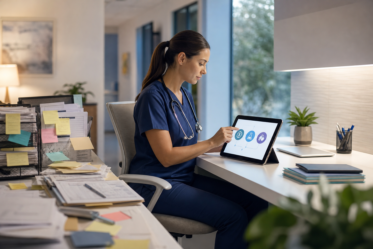 Unified EHR workflow before/after infographic